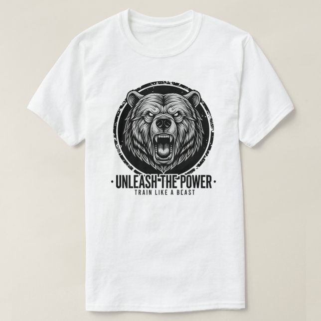 Camiseta Entrenar como un gimnasio motivacional de oso de b (Diseño del anverso)