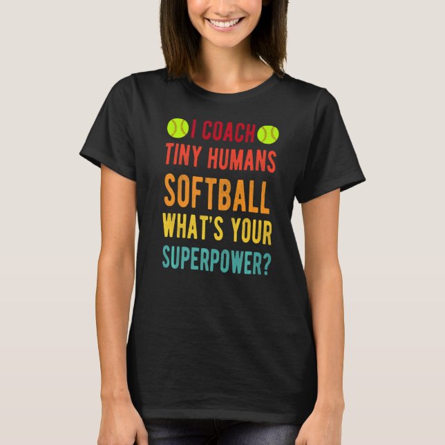 Camiseta Entrené a Humanos Pequeños Superpoder Softball Kid (Anverso)