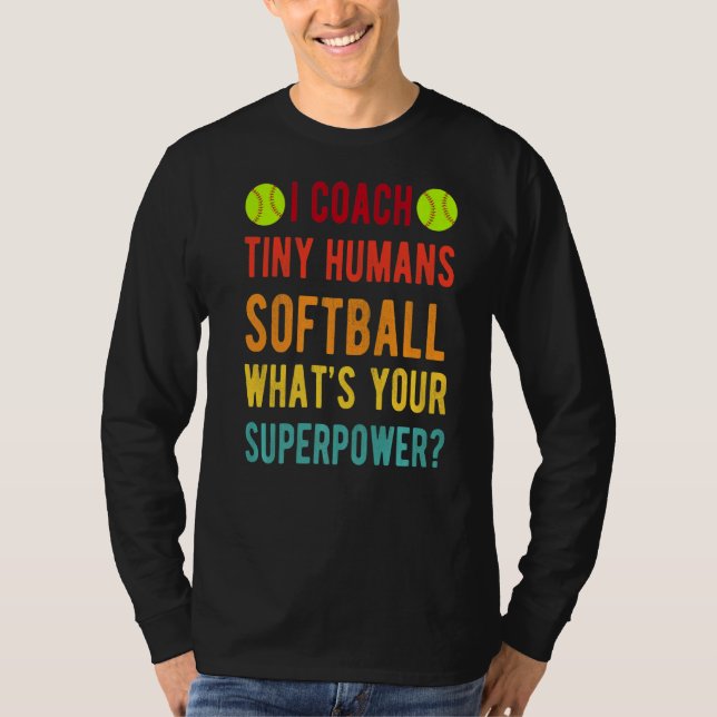 Camiseta Entrené a Humanos Pequeños Superpoder Softball Kid (Anverso)