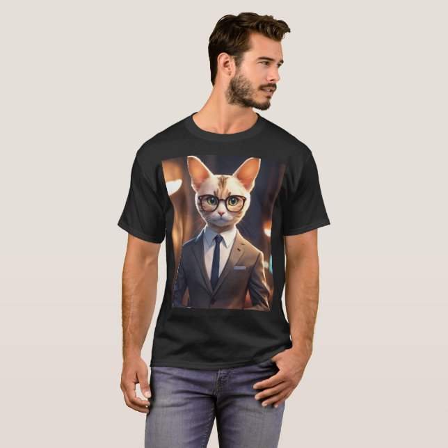 Camiseta Entrevistador Purr-fessional; Gatito Cute Con Vidr (Anverso completo)