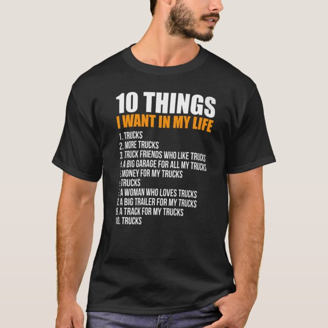 Camiseta Entusiasta de camiones de recolección 10 cosas que (Anverso)