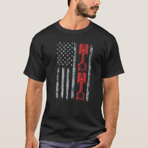 Camiseta Entusiasta de coches bandera americana pistón musc