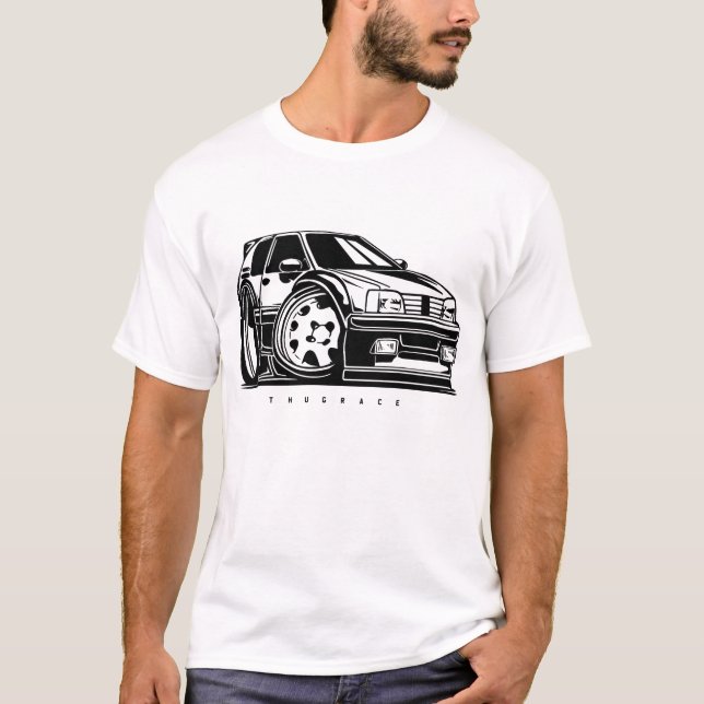 Camiseta Entusiasta de coches de arte de la toon 205 (Anverso)