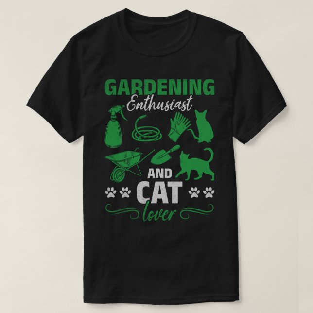 Camiseta Entusiasta De La Jardinería Y Jardinero De Gato (Diseño del anverso)