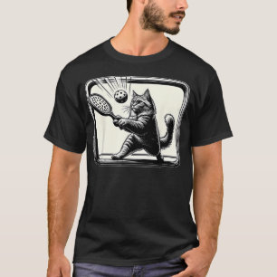Camiseta Entusiasta de Pickleball Amante de Gatos Paddle