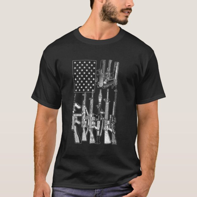 Camiseta Entusiasta de pistola de bandera estadounidense da (Anverso)