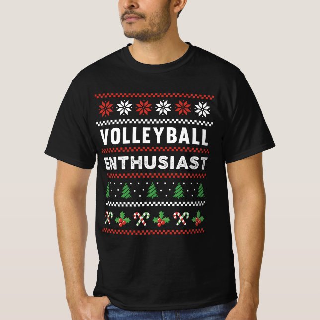 Camiseta Entusiasta de voleibol Navidades feos regalo de su (Anverso)