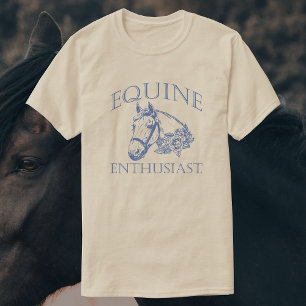 Camiseta Entusiasta equina   Caballo azul vintage