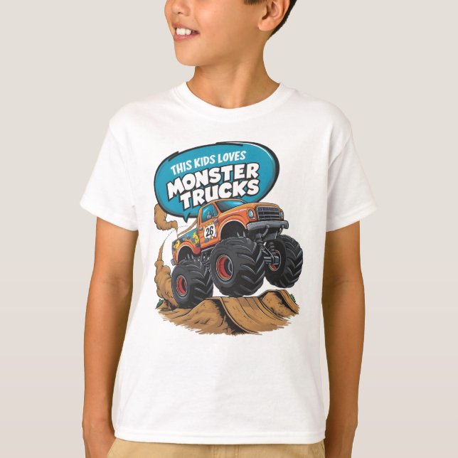Camiseta Entusiasta niño y camión monstruo (Anverso)