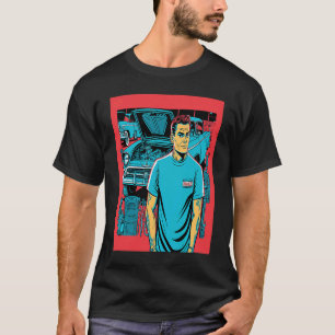 Camiseta Entusiastas de autos antiguos Mechan estilo retro 