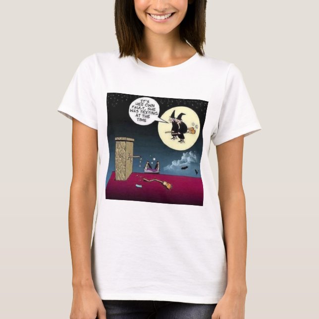 Camiseta Enviando Mensajes De Texto Y Montando Un Broom (Anverso)