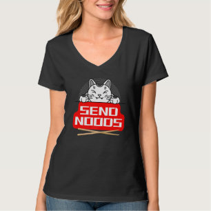 Camiseta Enviar Noods Cat Japonés Con Palillos