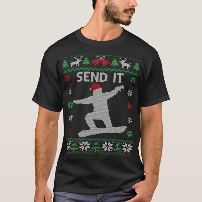 Camiseta Envíe Snowboard Santa Funny Snowboard Ugly Ch (Anverso)