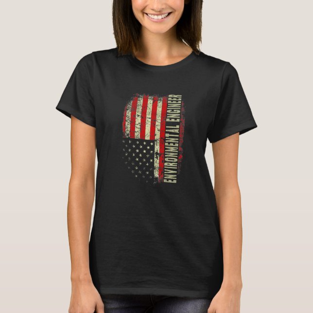 Camiseta Enviromental Engineer 4th July US Flag Patriotic E (Anverso)