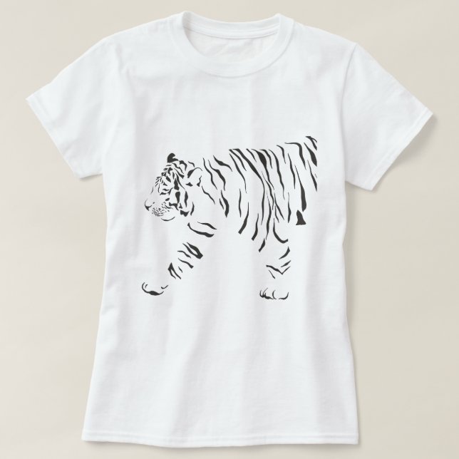 Camiseta Envoltura blanca y negra del tigre (Diseño del anverso)
