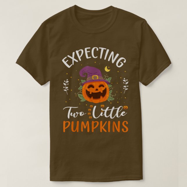 Camiseta Epectando dos pequeñas calabazas Halloween Embaraz (Diseño del anverso)