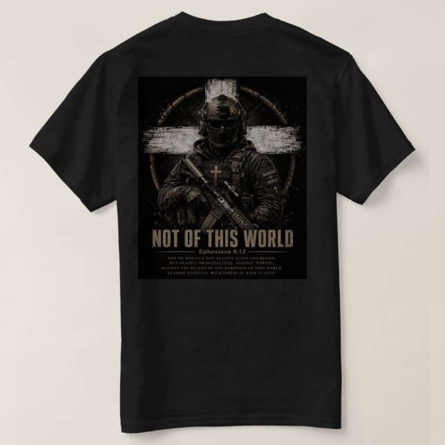 Camiseta Ephesians 6:12 Guerrero (Reverso del diseño)
