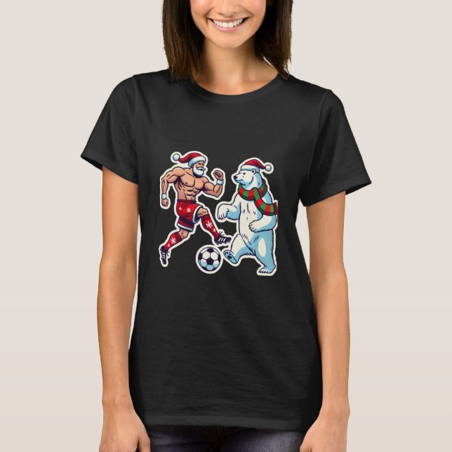 Camiseta Epic Duel: Santa Claus vs. Polar Bear on the Socce (Anverso)