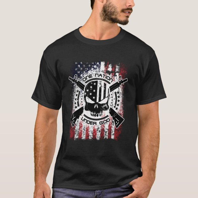 Camiseta Épic Patriótico Una Nación Bajo Dios Ejército Pull (Anverso)