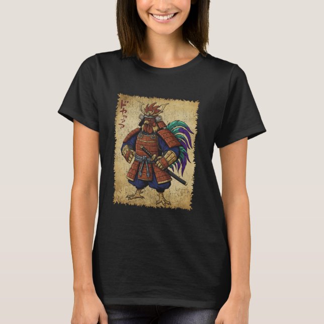 Camiseta Epic Samurai Rooster Bushido Warrido Vint (Anverso)