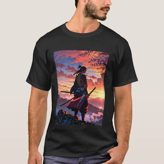 Camiseta Epic Samurai Warrior T-Shirt Design - Estilo Anime (Anverso)