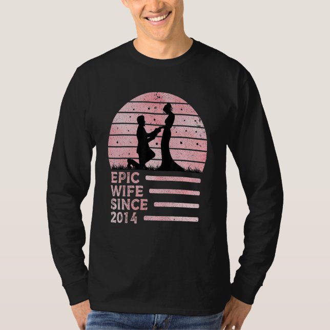 Camiseta Epic Wife Since 2014 8th Wedding Anniversary Retro (Anverso)