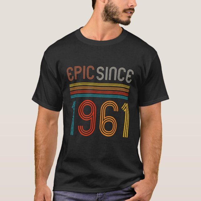 Camiseta Épica de cumpleaños 61 retro desde 1961 (Anverso)