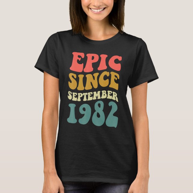 Camiseta Épico desde septiembre de 1982 Retro Groovy 40 año (Anverso)
