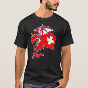 Camiseta Épico dragón suizo  Orgullosa bandera de Suiza