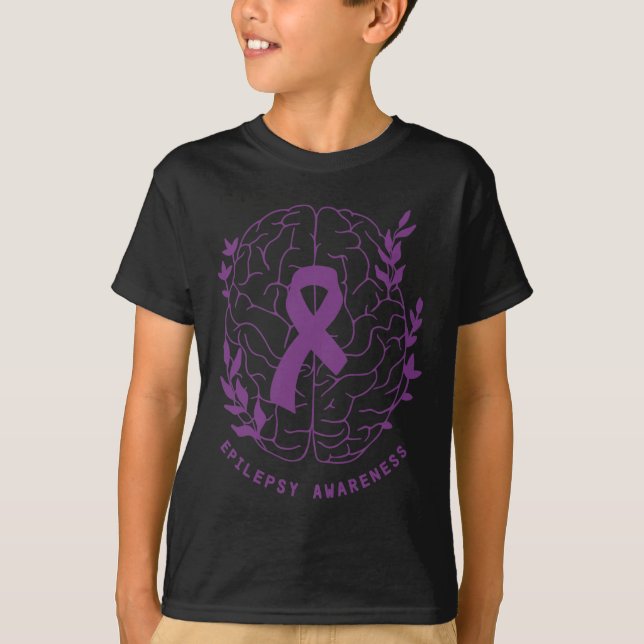 Camiseta Epilepsia Apoyo a la Conciencia Epilepsia Cinta pú (Anverso)