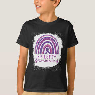 Camiseta Epilepsia Awareness Bleached Rainbow Purple Ribbon