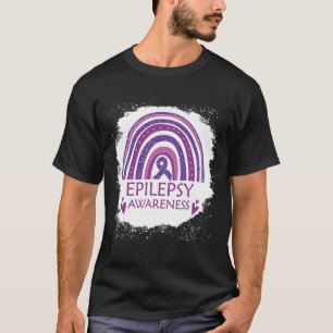 Camiseta Epilepsia Awareness Bleached Rainbow Purple Ribbon
