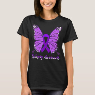 Camiseta Epilepsia Awareness Butfly Púrpura Cinta Epileps