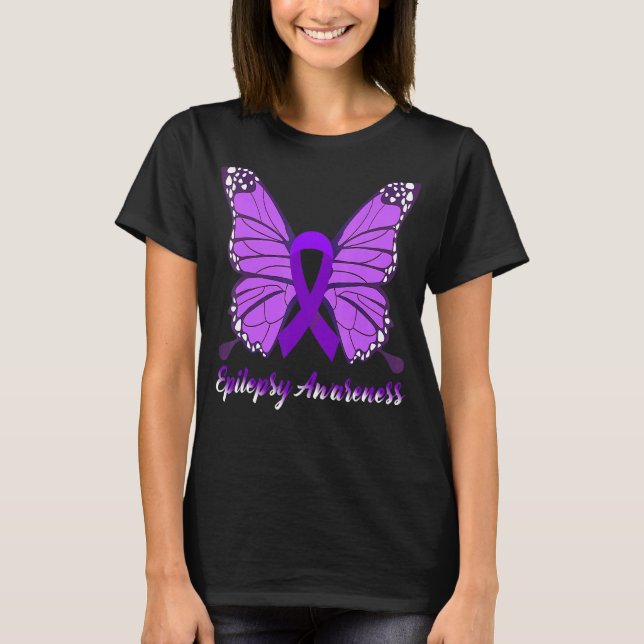 Camiseta Epilepsia Awareness Butfly Púrpura Cinta Epileps (Anverso)