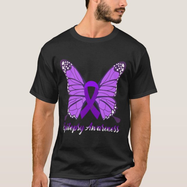 Camiseta Epilepsia Awareness Butfly Púrpura Cinta Epileps (Anverso)