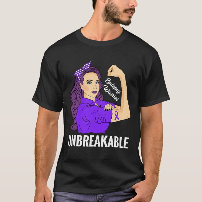 Camiseta Epilepsia Awareness Epileptic Purple Ribbon Warrio (Anverso)