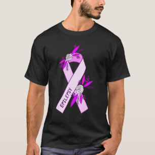 Camiseta Epilepsia Awareness Floral Purple Ribbon Support W