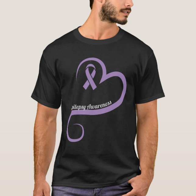 Camiseta Epilepsia Awareness Heart Ribbon (Anverso)