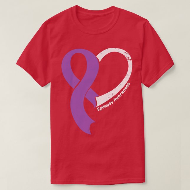 Camiseta Epilepsia Awareness Hopar Love Heart Ribbon Happy  (Diseño del anverso)