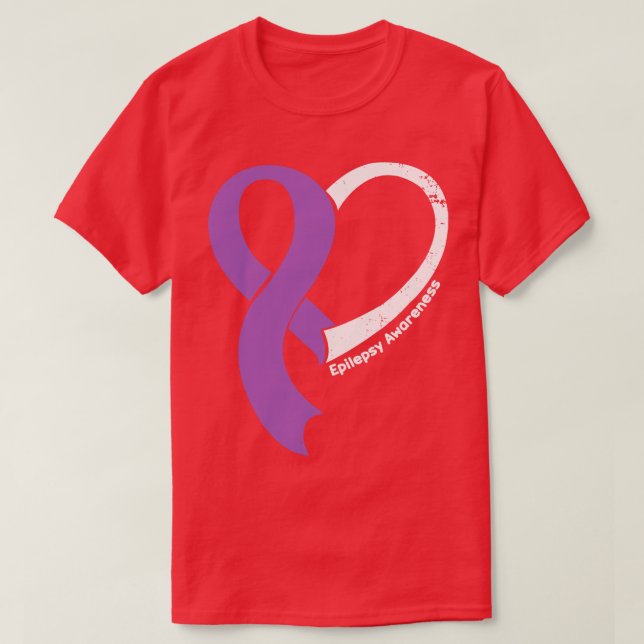 Camiseta Epilepsia Awareness Hopar Love Heart Ribbon Happy  (Diseño del anverso)