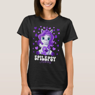 Camiseta Epilepsia Awareness Month Púrpura Ribbon Unicorn