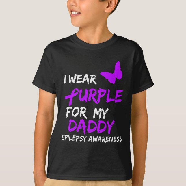 Camiseta Epilepsia Awareness Que Uso Púrpura Para Mi Papi R (Anverso)
