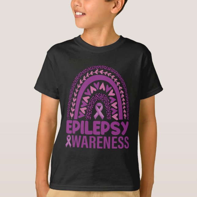 Camiseta Epilepsia Awareness Rainbow Purple Ribbon Mujeres (Anverso)