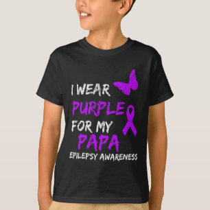 Camiseta Epilepsia Awareness Yo Uso Púrpura Para Mi Papa Ri