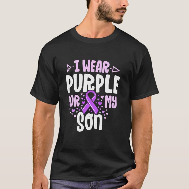 Camiseta Epilepsia Cinta Que Llevo Púrpura Por Mi Hijo Rega (Anverso)