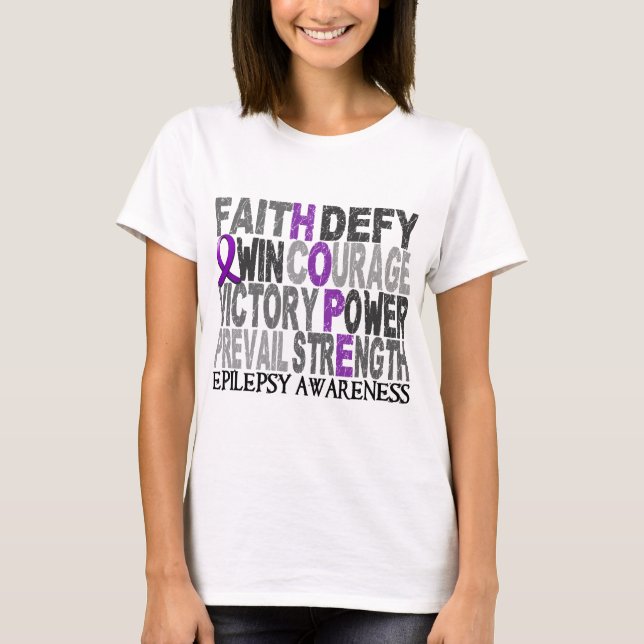 Camiseta Epilepsia del collage de la palabra de la (Anverso)