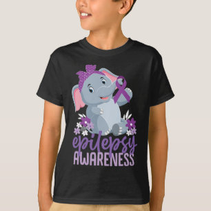 Camiseta Epilepsia divertida Conciencia Flor Elephant Ribbo