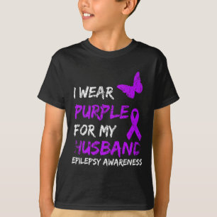 Camiseta Epilepsia Que Uso Púrpura Para Mi Cinta De Marido
