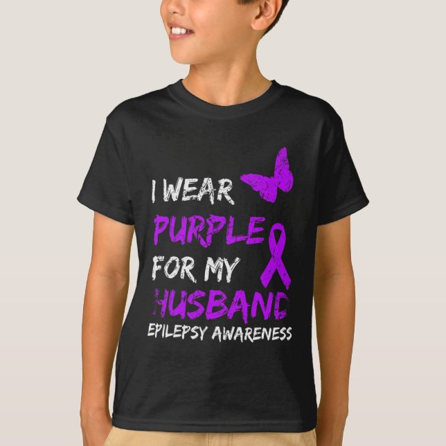 Camiseta Epilepsia Que Uso Púrpura Para Mi Cinta De Marido (Anverso)