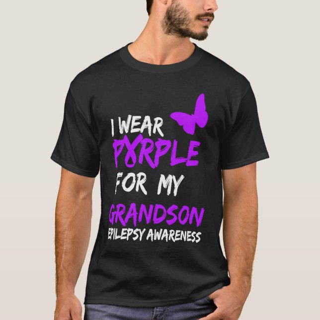 Camiseta Epilepsia Que Uso Púrpura Para Mi Nieto Cinta (Anverso)